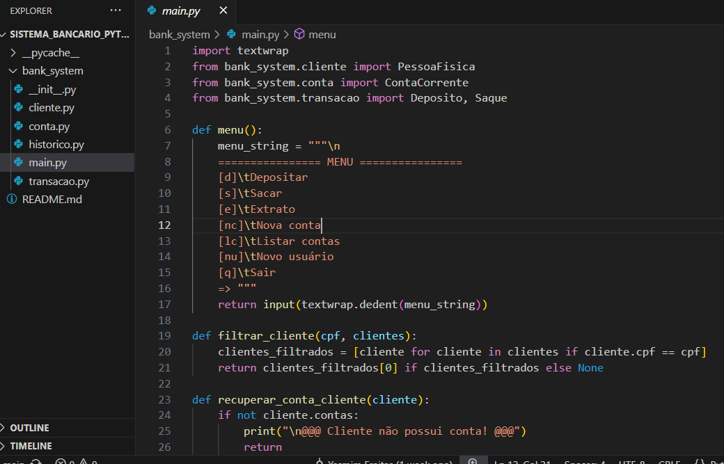 Sistema Bancário Python
